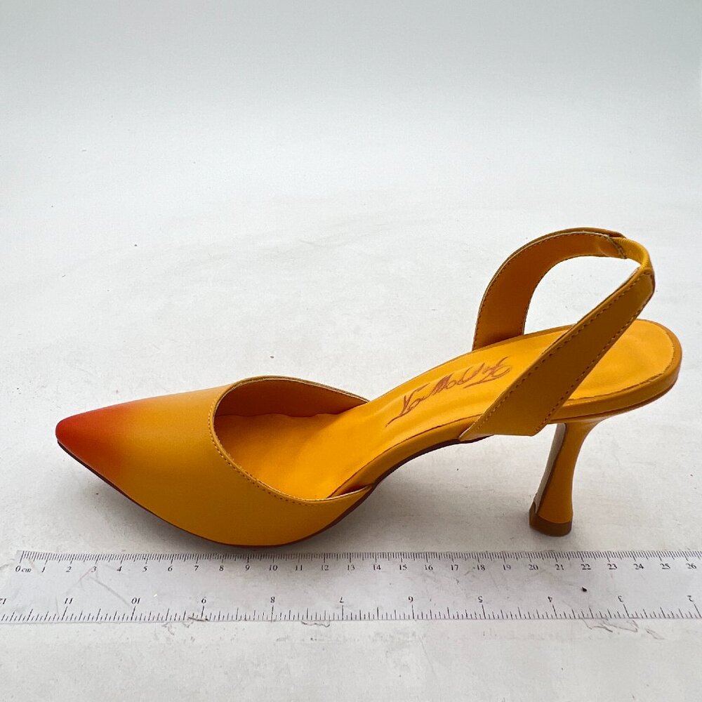 FOWT Orange Burnished Toe Slingback Two Tone Sandal High Heels Pointed Toe Shoes